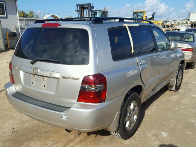 JTEDD21A760152158 - 2006 TOYOTA HIGHLANDER SILVER photo 4