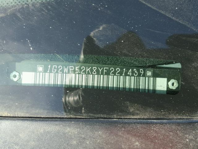 1G2WP52K8YF221439 - 2000 PONTIAC GRAND PRIX 灰色 照片 10