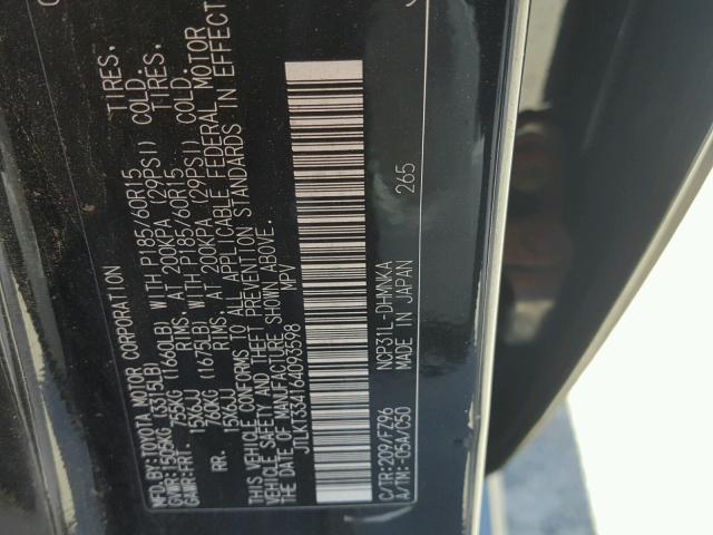 JTLKT334164093598 - 2006 TOYOTA SCION XB BLACK photo 10