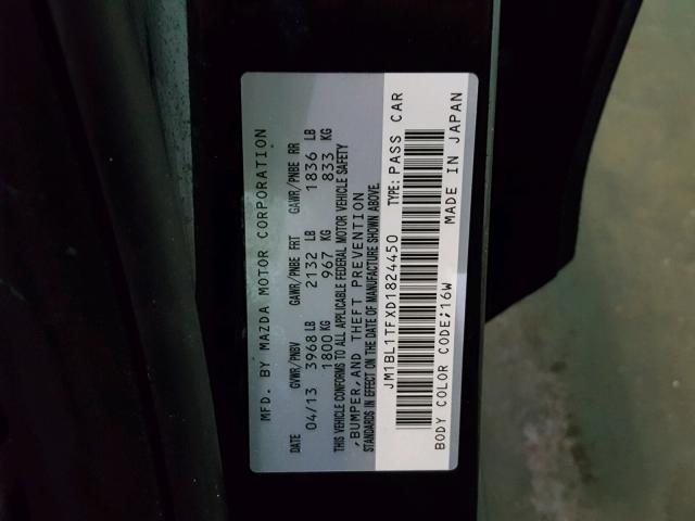 JM1BL1TFXD1824450 - 2013 MAZDA 3 I BLACK photo 10