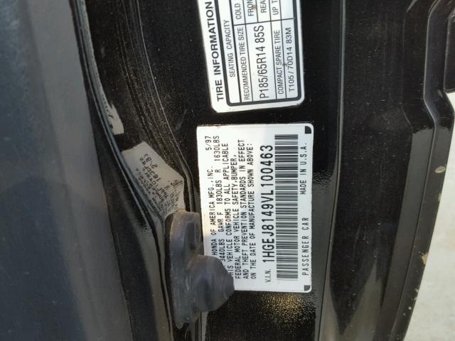 1HGEJ8149VL100463 - 1997 HONDA CIVIC EX იასამნისფერი ფოტო 10