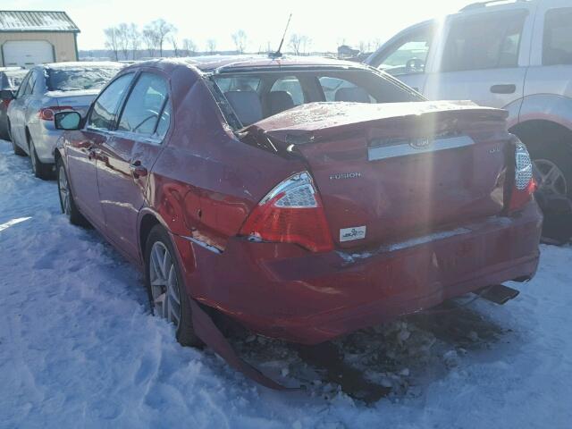 3FAHP0JA3BR218691 - 2011 FORD FUSION SEL RED photo 3