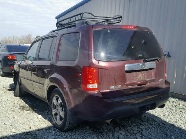 5FNYF4H50DB084675 - 2013 HONDA PILOT EXL BURGUNDY photo 3