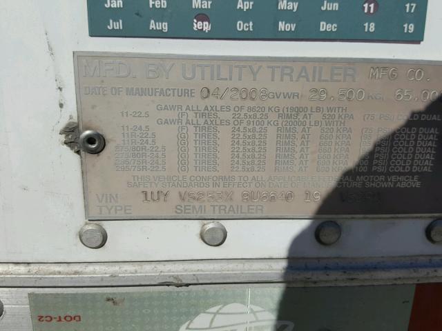 1UYVS253X9U664019 - 2009 UTILITY TRAILER WHITE photo 10