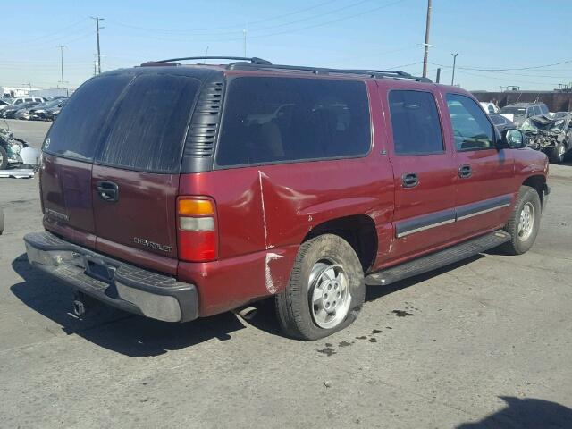 1GNEC16T21J213992 - 2001 CHEVROLET SUBURBAN C BURGUNDY photo 4