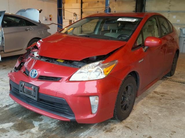 JTDKN3DU3C5439225 - 2012 TOYOTA PRIUS RED photo 2