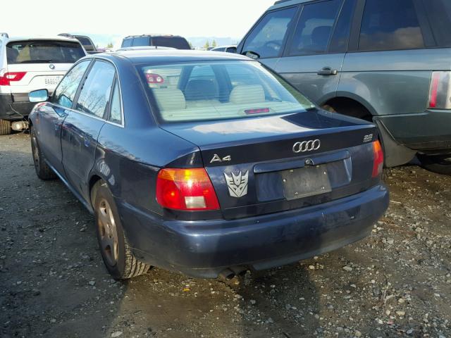 WAUEA88D1TA268642 - 1996 AUDI A4 QUATTRO BLUE photo 3