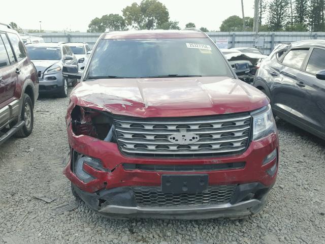 1FM5K7D84HGB30631 - 2017 FORD EXPLORER X RED photo 9