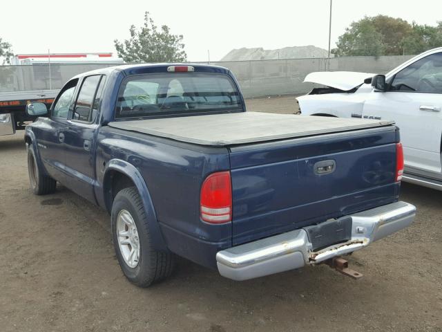 1B7HL48X42S551073 - 2002 DODGE DAKOTA QUA BLUE photo 3