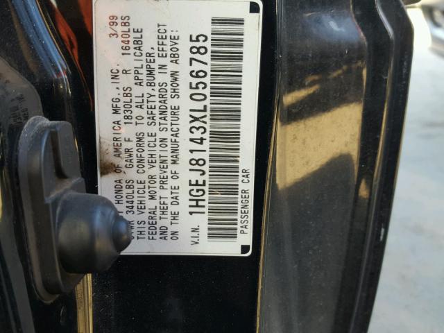 1HGEJ8143XL056785 - 1999 HONDA CIVIC EX შავი ფოტო 10