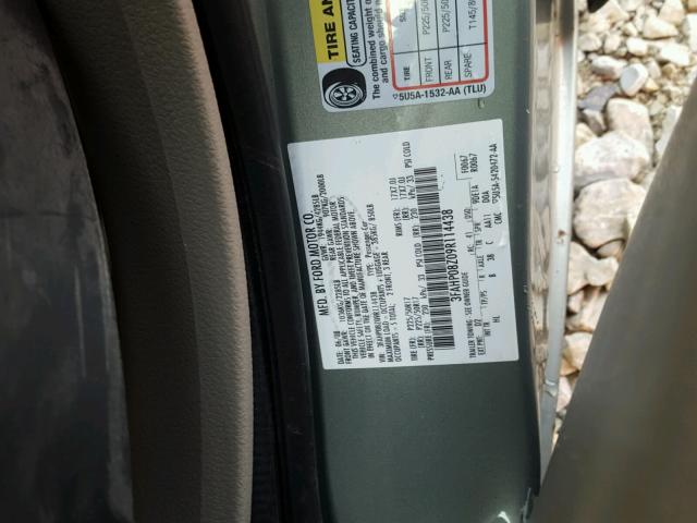 3FAHP08Z09R114438 - 2009 FORD FUSION SEL SILVER photo 10