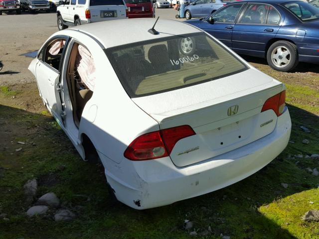 JHMFA36238S030321 - 2008 HONDA CIVIC HYBR WHITE photo 3