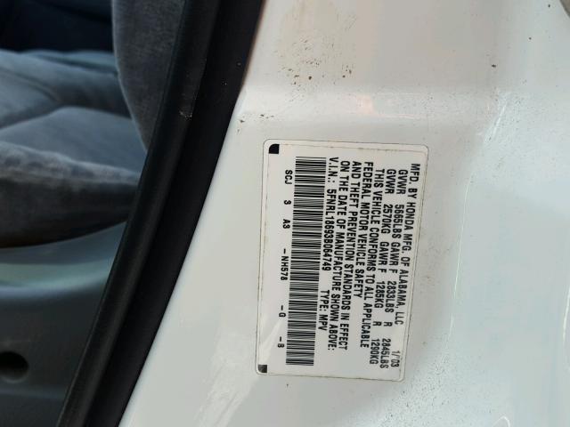 5FNRL18693B064749 - 2003 HONDA ODYSSEY EX WHITE photo 10