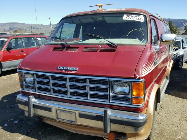 2B6HB23Y5JK164732 - 1988 DODGE RAM VAN B2 MAROON photo 2