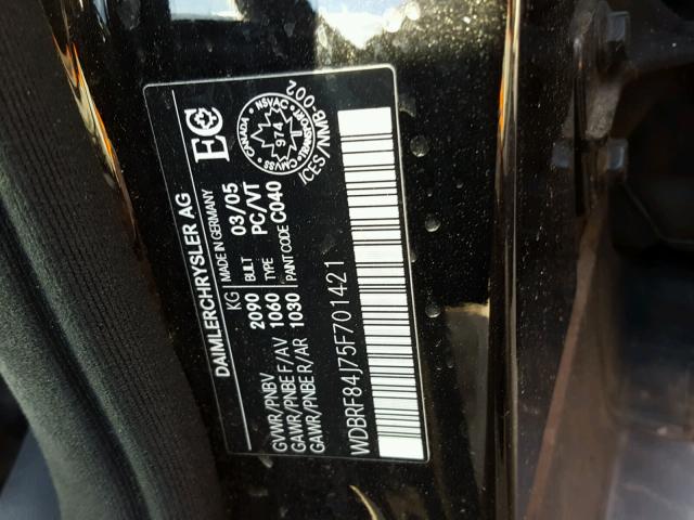 WDBRF84J75F701421 - 2005 MERCEDES-BENZ C 320 4MAT BLACK photo 10