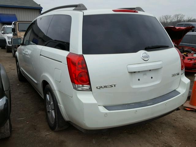 5N1BV28U96N125115 - 2006 NISSAN QUEST S WHITE photo 3