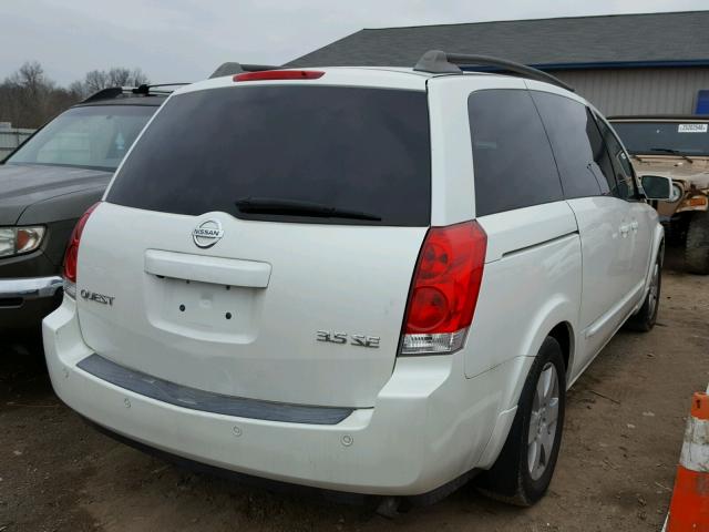 5N1BV28U96N125115 - 2006 NISSAN QUEST S WHITE photo 4