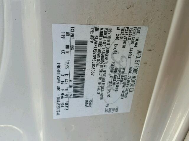 5LMFU28595LJ06357 - 2005 LINCOLN NAVIGATOR 白色 照片 10