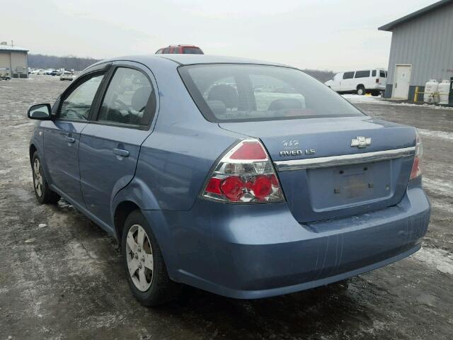 KL1TD56677B168203 - 2007 CHEVROLET AVEO BASE BLUE photo 3