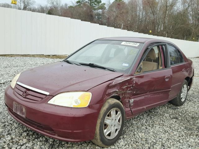 1HGES16643L029345 - 2003 HONDA CIVIC LX BURGUNDY photo 2