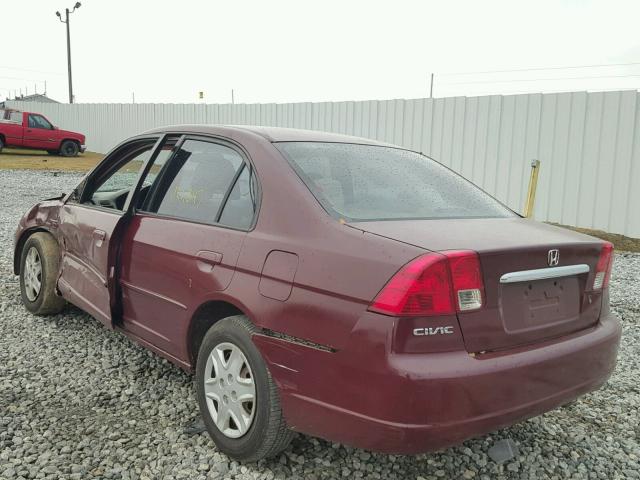 1HGES16643L029345 - 2003 HONDA CIVIC LX BURGUNDY photo 3