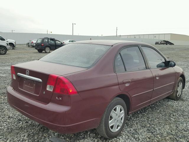 1HGES16643L029345 - 2003 HONDA CIVIC LX BURGUNDY photo 4