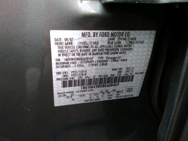 1MEHM43W08G608469 - 2008 MERCURY SABLE PREM GREEN photo 10