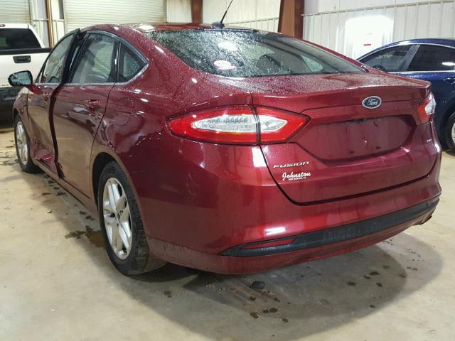 3FA6P0H78GR389896 - 2016 FORD FUSION SE RED photo 3