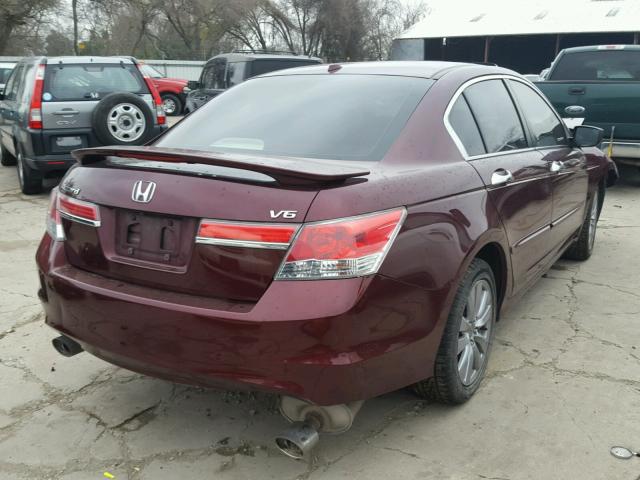 1HGCP3F89CA036910 - 2012 HONDA ACCORD EXL MAROON photo 4