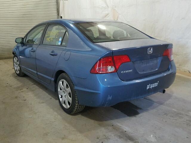 2HGFA16597H510290 - 2007 HONDA CIVIC LX BLUE photo 3