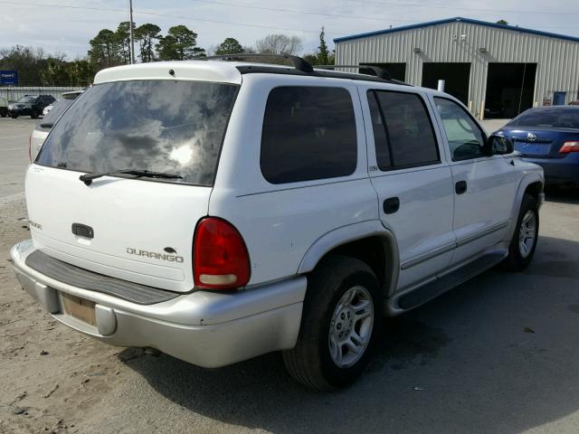 1B4HR58N02F100179 - 2002 DODGE DURANGO SL WHITE photo 4