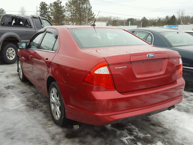 3FAHP0HA7CR308482 - 2012 FORD FUSION SE RED photo 3