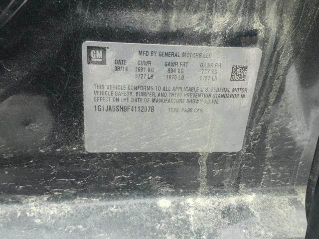 1G1JA5SH9F4112078 - 2015 CHEVROLET SONIC LS Սև լուսանկար 10