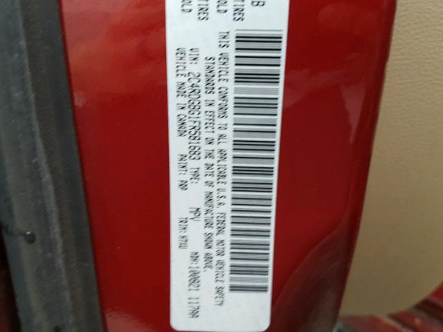 2C4RDGBG1FR581683 - 2015 DODGE GRAND CARA RED photo 10