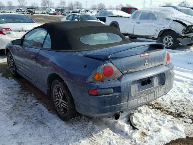 4A3AE75H13E157618 - 2003 MITSUBISHI ECLIPSE SP BLUE photo 3