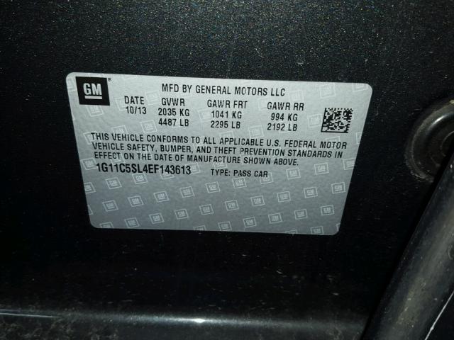 1G11C5SL4EF143613 - 2014 CHEVROLET MALIBU 1LT 灰色 照片 10