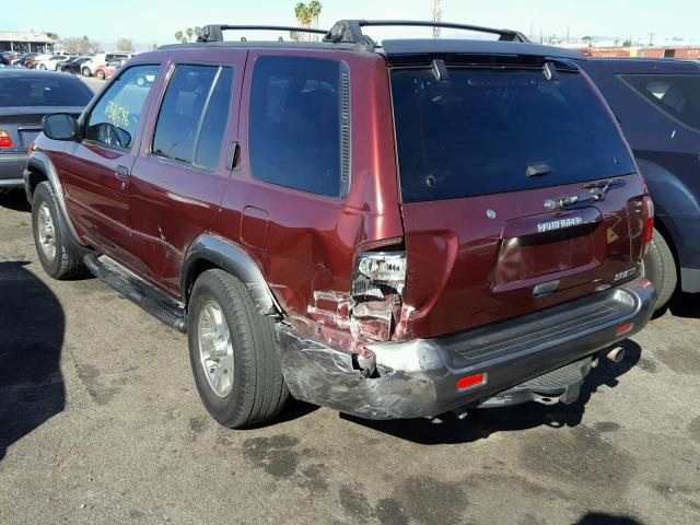 JN8DR07X01W510829 - 2001 NISSAN PATHFINDER BURGUNDY photo 3