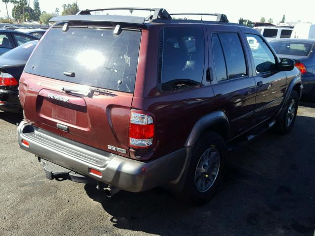 JN8DR07X01W510829 - 2001 NISSAN PATHFINDER BURGUNDY photo 4