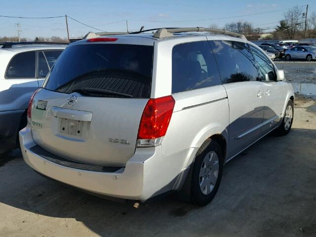 5N1BV28U26N100184 - 2006 NISSAN QUEST S SILVER photo 4