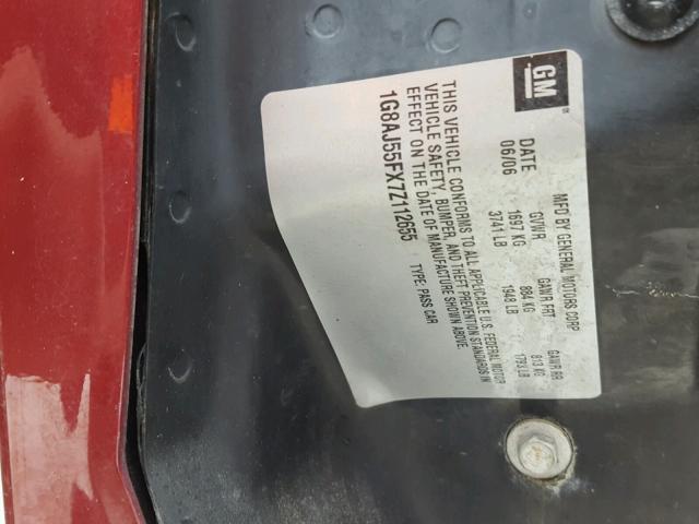 1G8AJ55FX7Z112655 - 2007 SATURN ION LEVEL RED photo 10