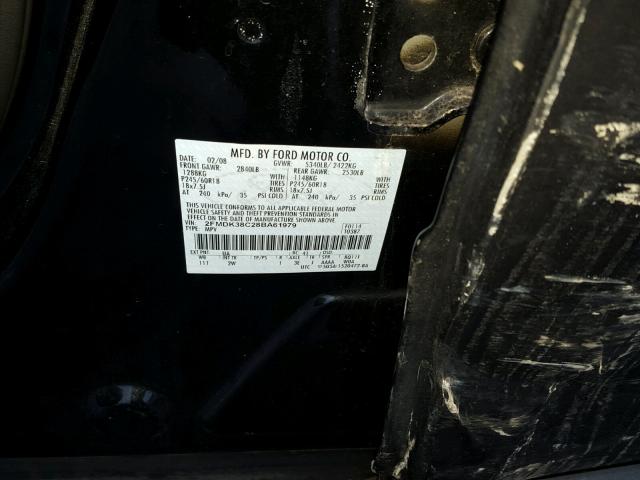 2FMDK38C28BA61979 - 2008 FORD EDGE SEL BLACK photo 10