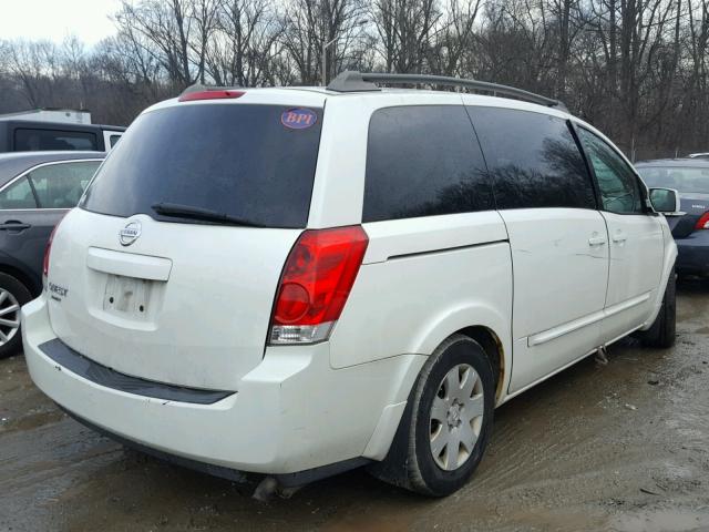 5N1BV28U15N118383 - 2005 NISSAN QUEST S WHITE photo 4