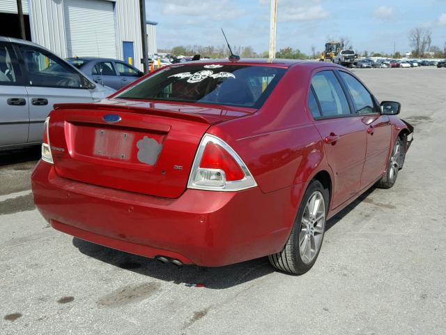 3FAHP07Z99R186482 - 2009 FORD FUSION SE RED photo 4