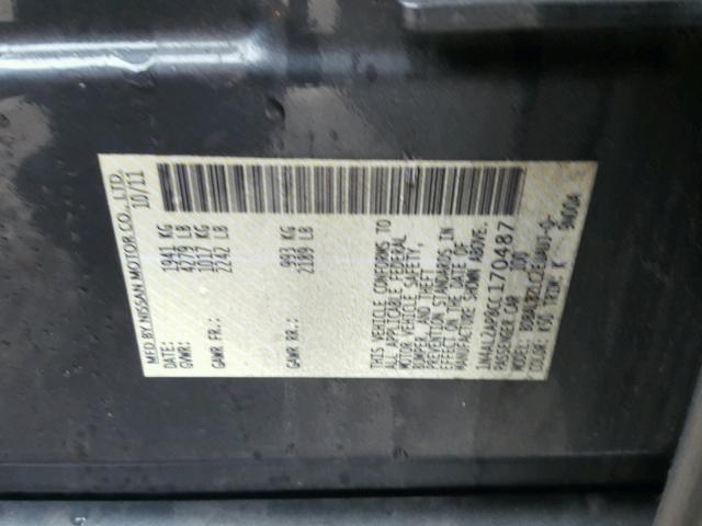 1N4AL2AP8CC170487 - 2012 NISSAN ALTIMA BAS GRAY photo 10