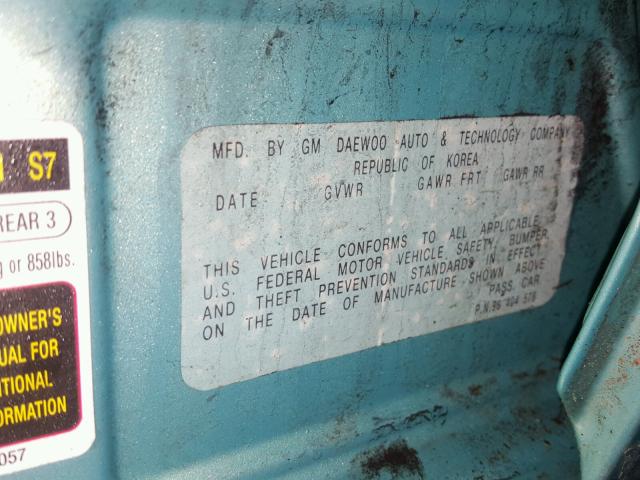 KL1TD62675B368295 - 2005 CHEVROLET AVEO BASE Zielony zdjęcie 10