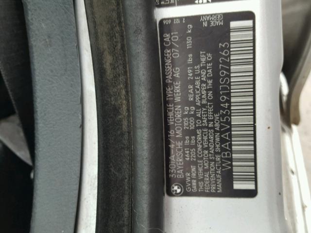 WBAAV53491JS97263 - 2001 BMW 330 I GRAY photo 10