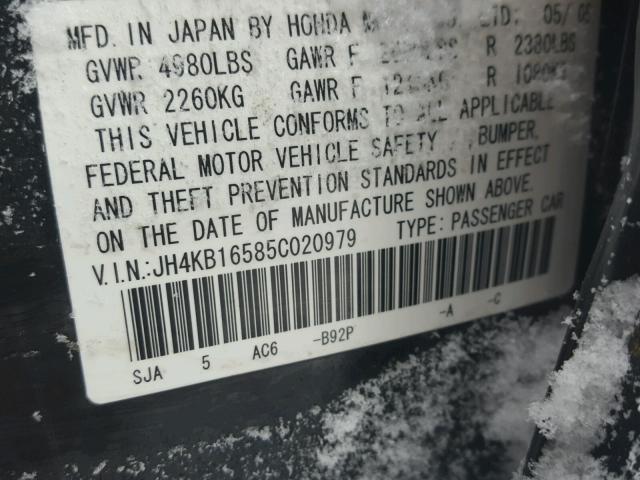 JH4KB16585C020979 - 2005 ACURA RL Qara foto 10