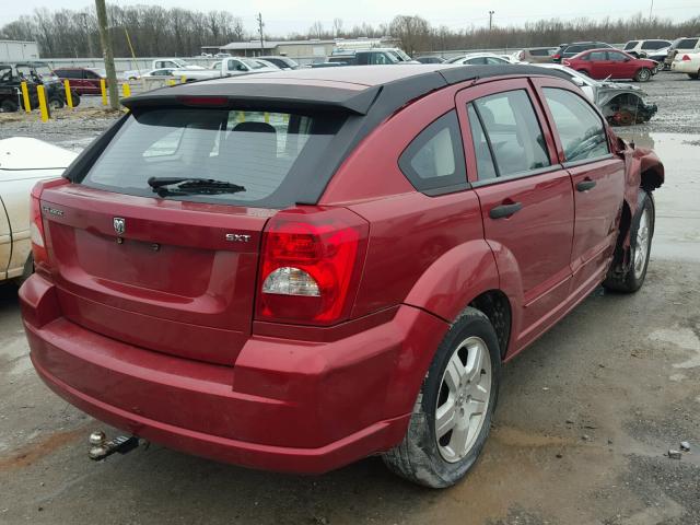 1B3HB48B27D187854 - 2007 DODGE CALIBER SX RED photo 4