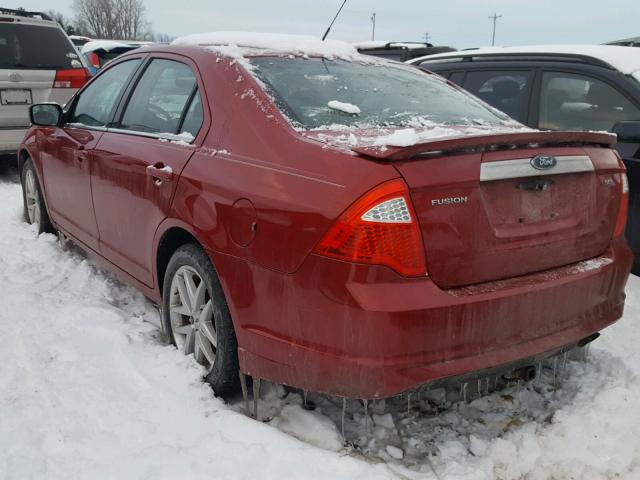 3FAHP0JA6AR249660 - 2010 FORD FUSION SEL RED photo 3