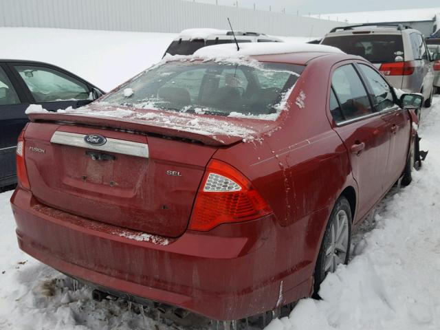 3FAHP0JA6AR249660 - 2010 FORD FUSION SEL RED photo 4